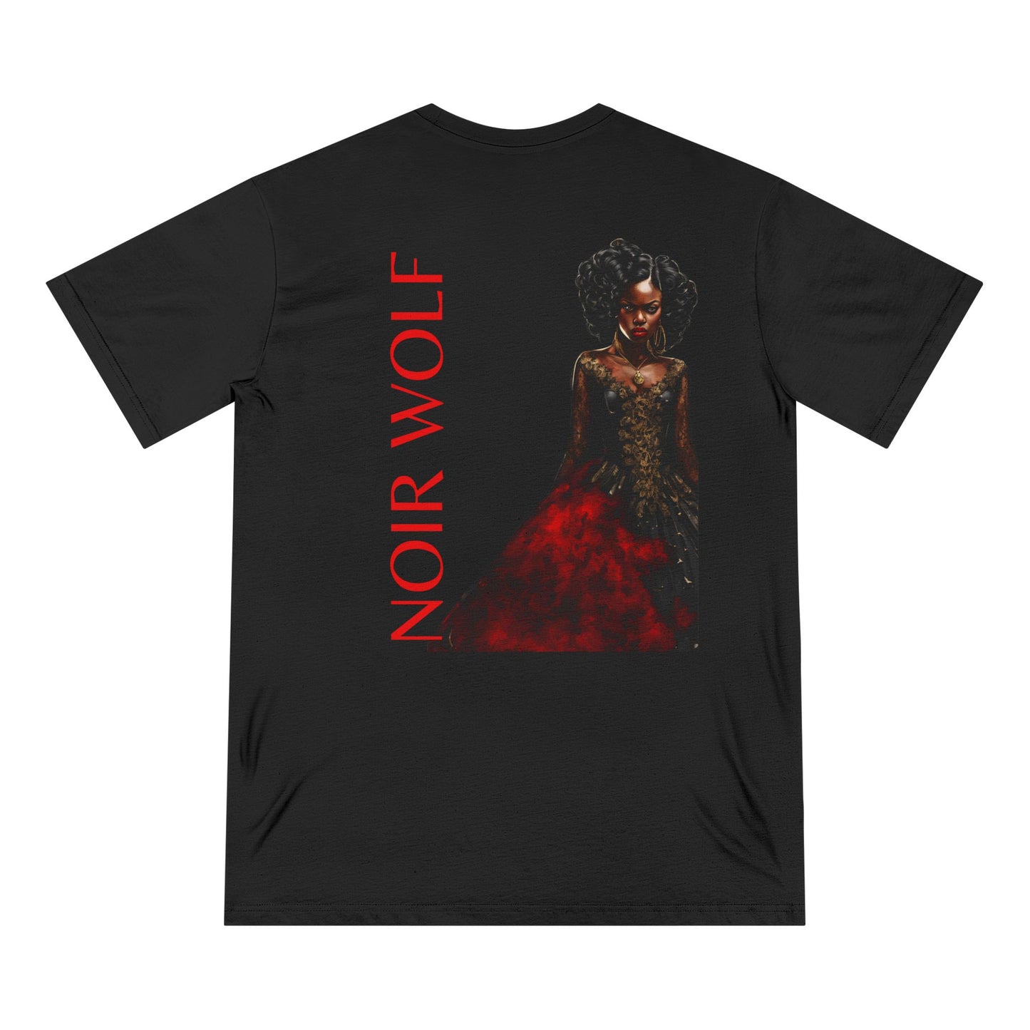 Artistic Black T-Shirt - Little Boy & Noir Wolf Design