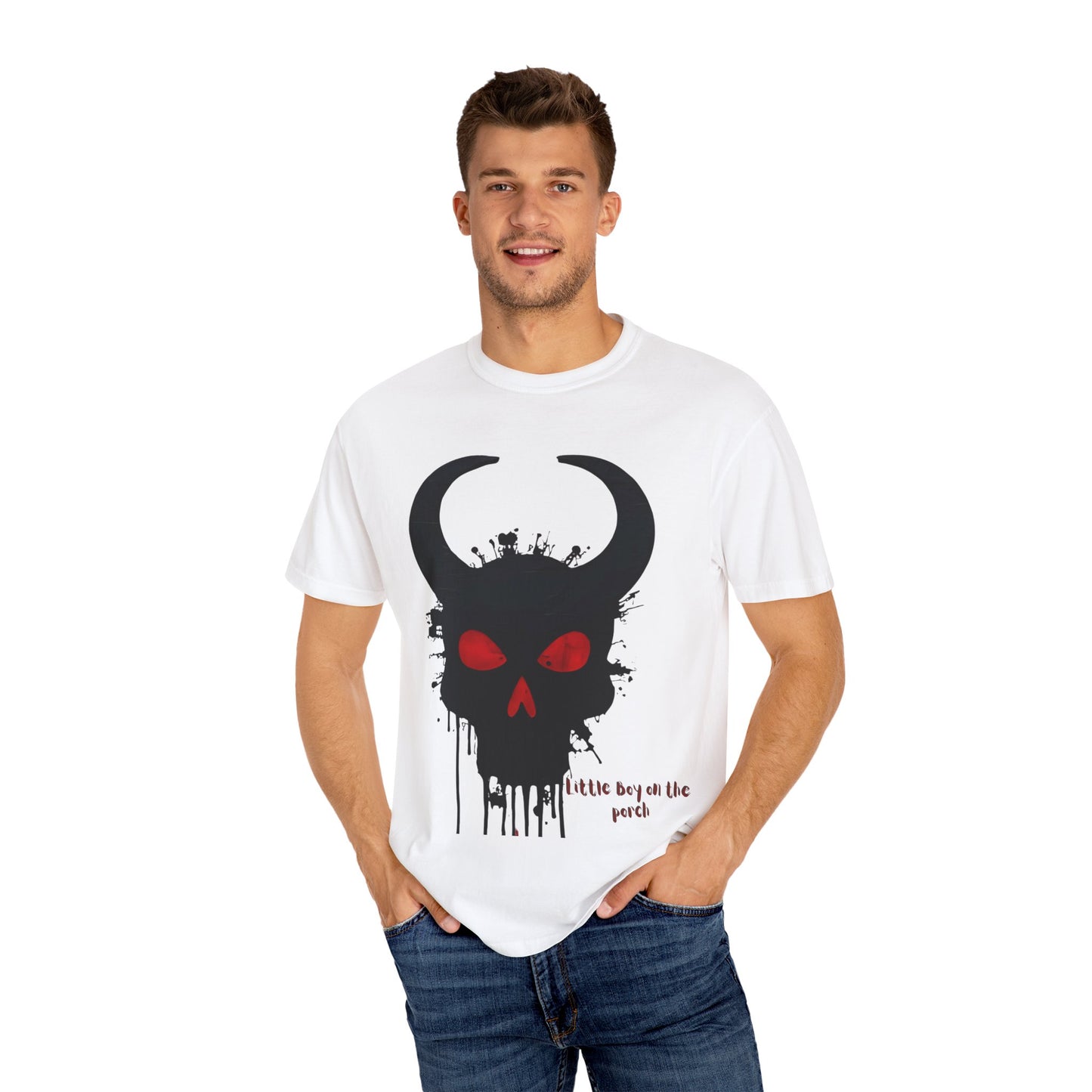 Horror Noir Wolf Unisex T-shirt - Little Boy on the Porch Zombie Kid