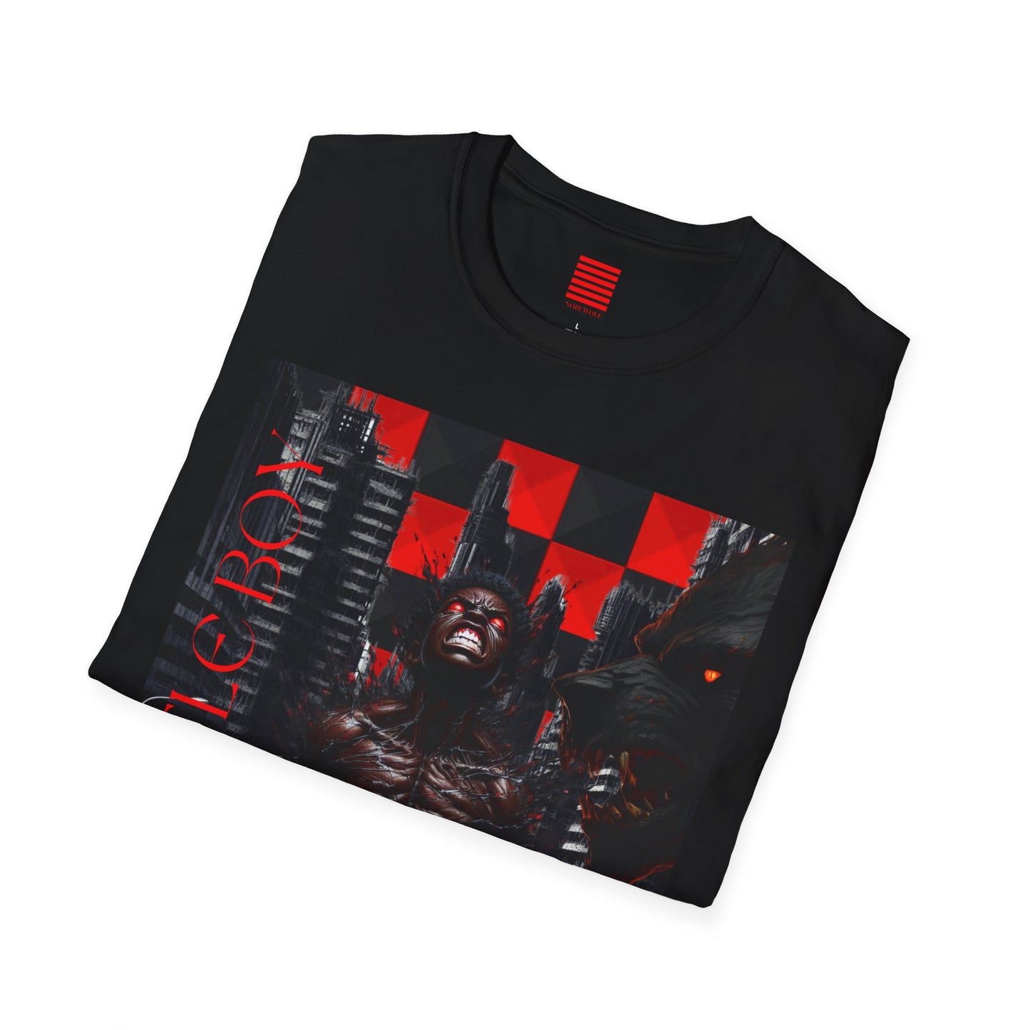 Edgy Graphic Unisex T-Shirt - 'Little Boy' and 'Noir Wolf' Design