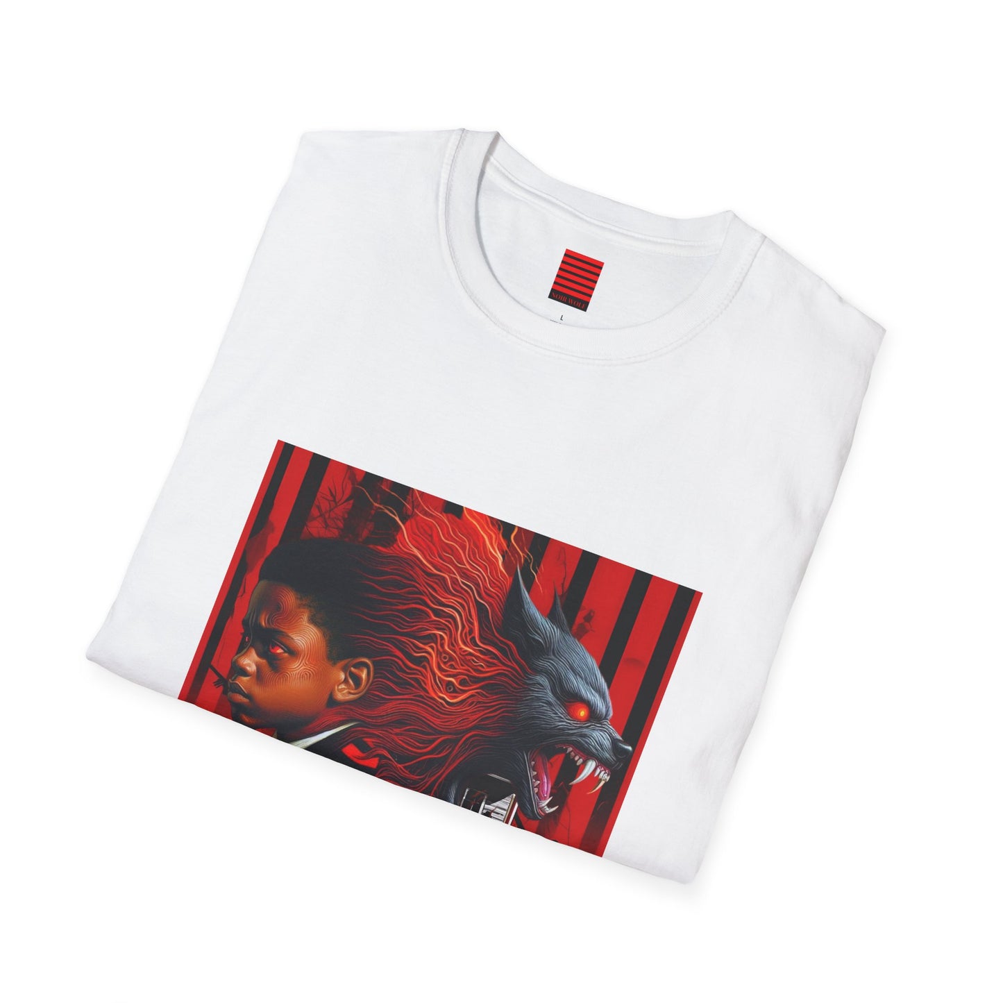Unisex Softstyle T-Shirt - 'Noir Wolf' Graphic Tee for Bold Expressions