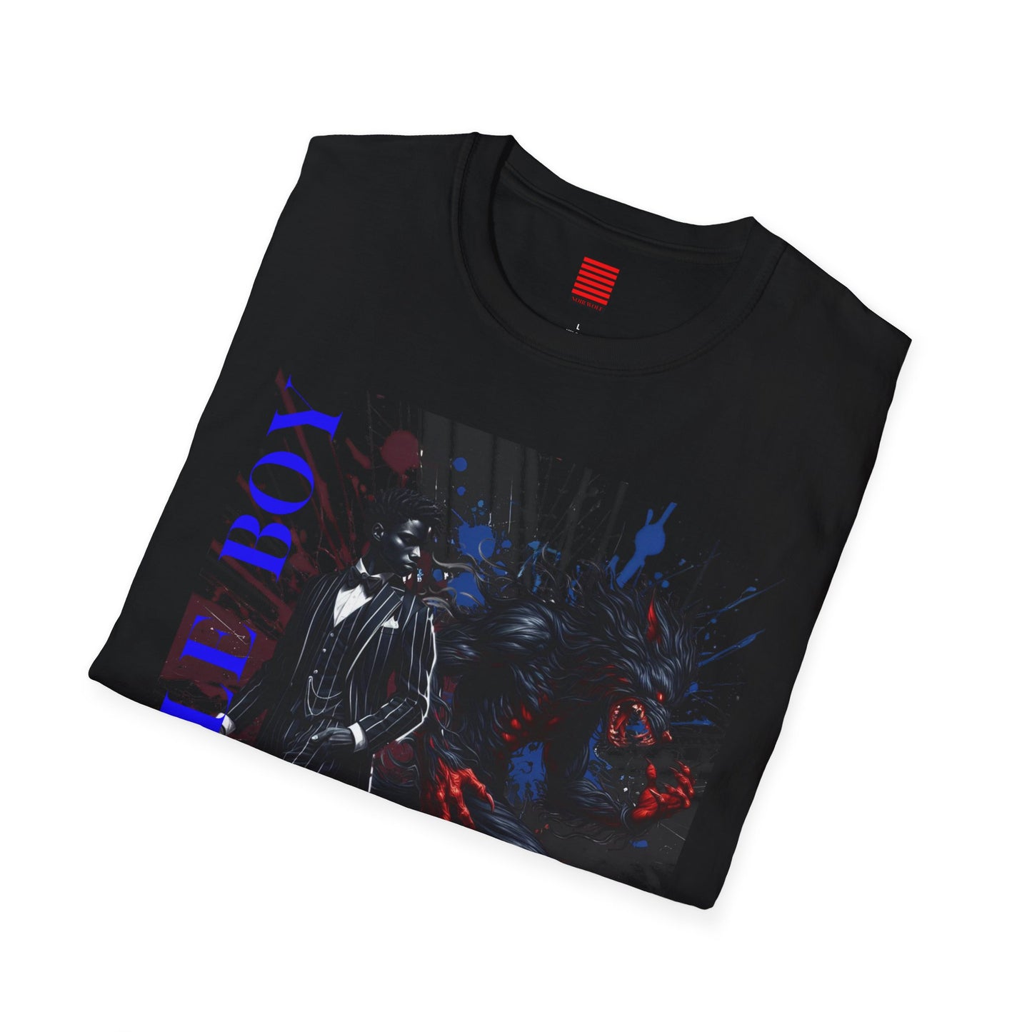Noir Wolf Graphic T-Shirt - Little Boy Design | Unisex Softstyle Tee
