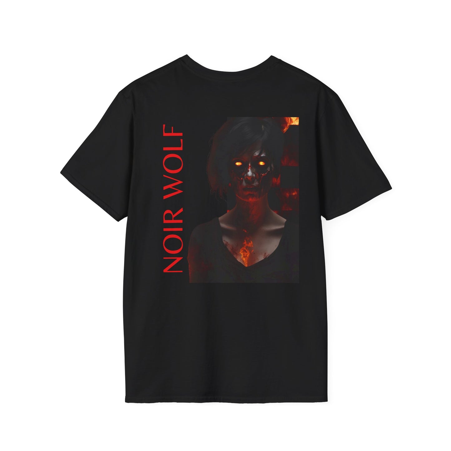 Unisex Softstyle Graphic T-Shirt - Little Boy & Noir Wolf Horror Art