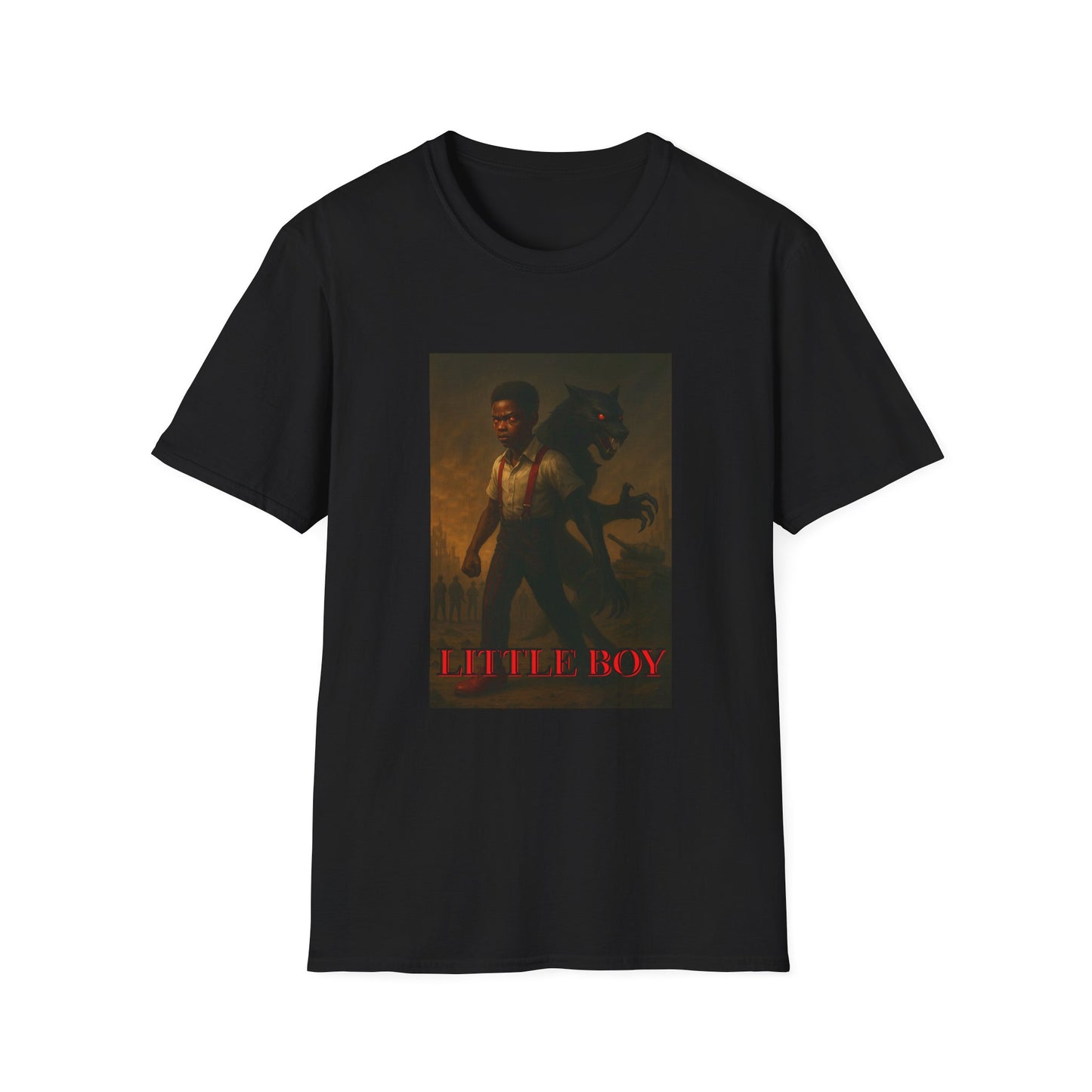 Unisex Softstyle T-Shirt - "Little Boy" Noir Wolf Artwork
