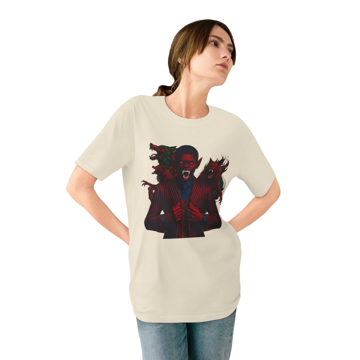 Organic Graphic T-Shirt - Little Boy on the Porch & Noir Wolf Design