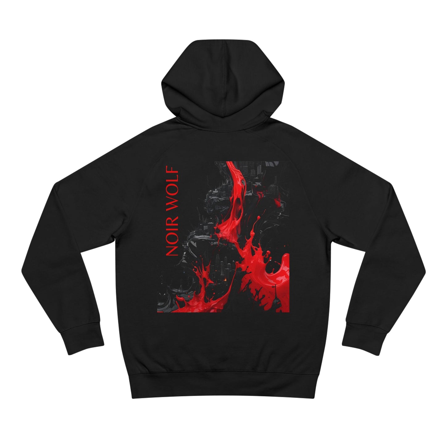 Noir Wolf Hoodie — Dark Gothic Red Graphic Pullover