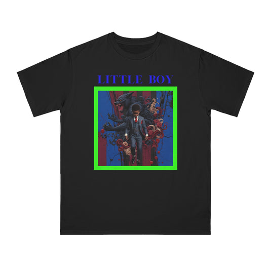 Vintage-Inspired Unisex Organic T-Shirt - Little Boy & Noir Wolf Design
