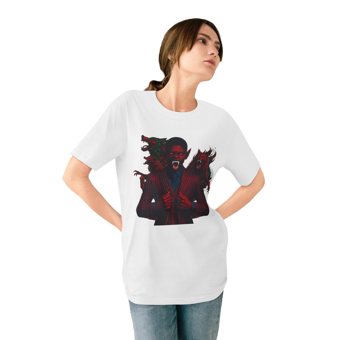 Organic Graphic T-Shirt - Little Boy on the Porch & Noir Wolf Design