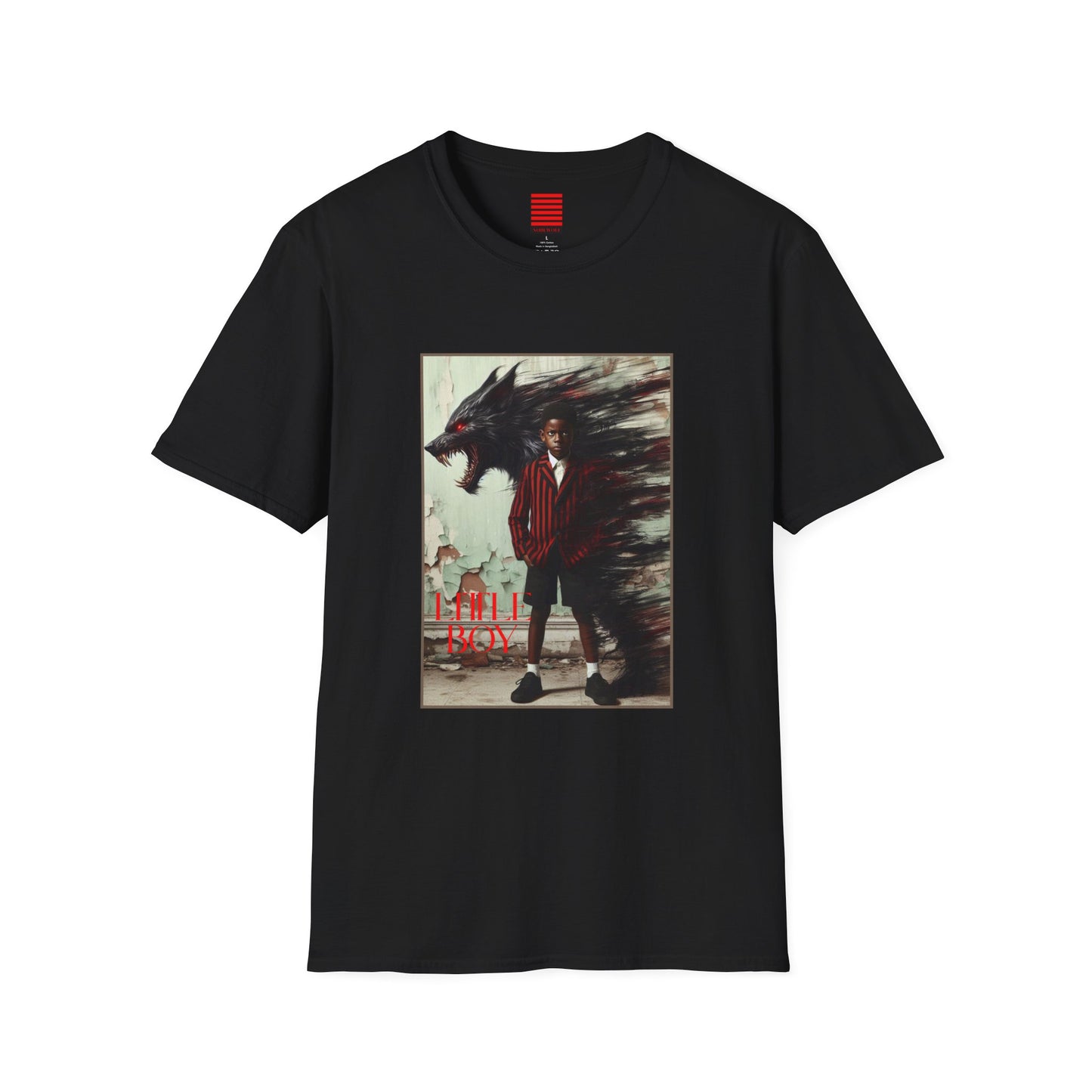 T-Shirt with NOir Wolf Little Boy Design