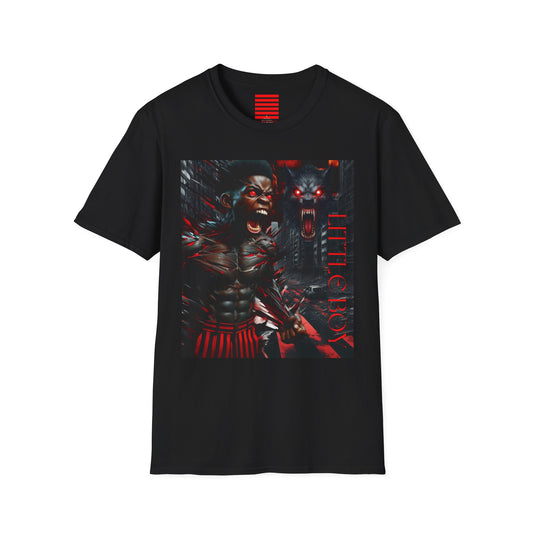 Unisex Softstyle Graphic T-Shirt - Little Boy & Noir Wolf Horror Art