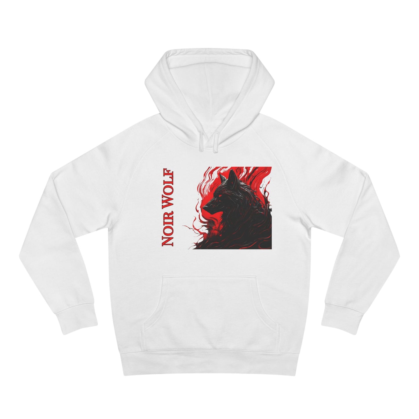 Noir Wolf Hoodie - Red Smoky Wolf Silhouette Graphic