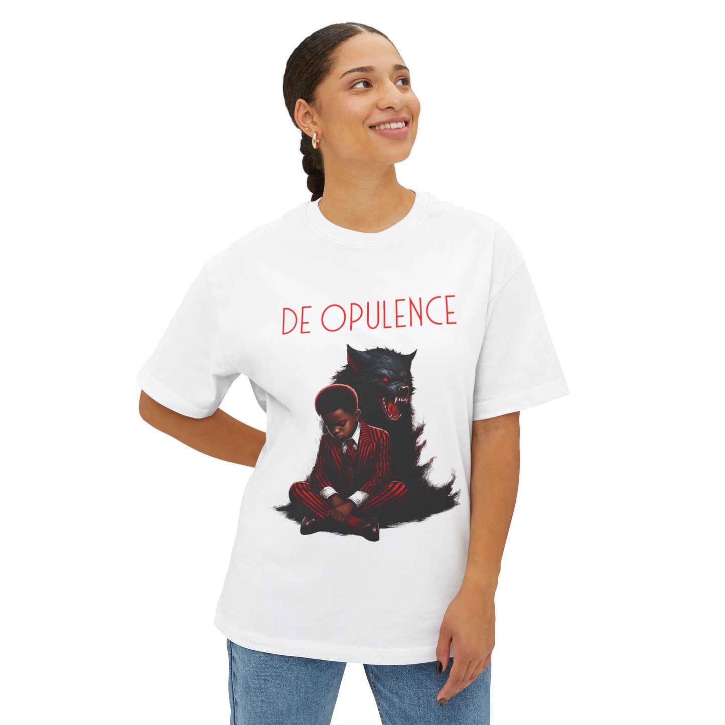 Unisex Oversized Boxy Tee Noir Wolf De opulence