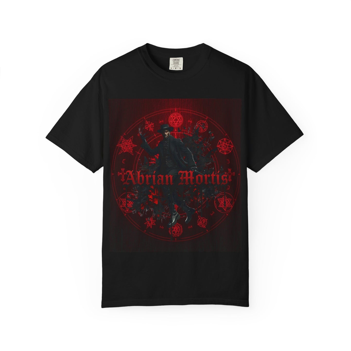 Gothic Noir Wolf T‑Shirt — "Abrian Mortis" Dark Red Graphic Tee