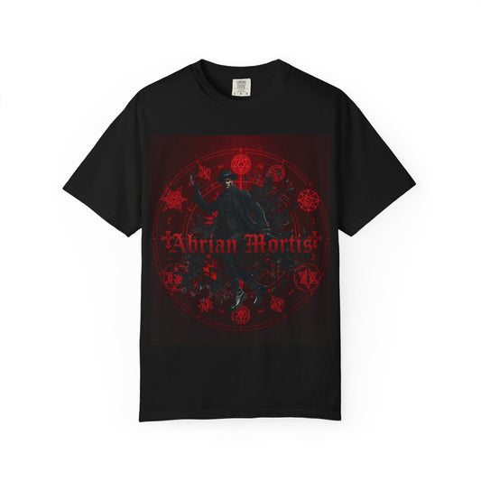 Gothic Noir Wolf T‑Shirt — "Abrian Mortis" Dark Red Graphic Tee