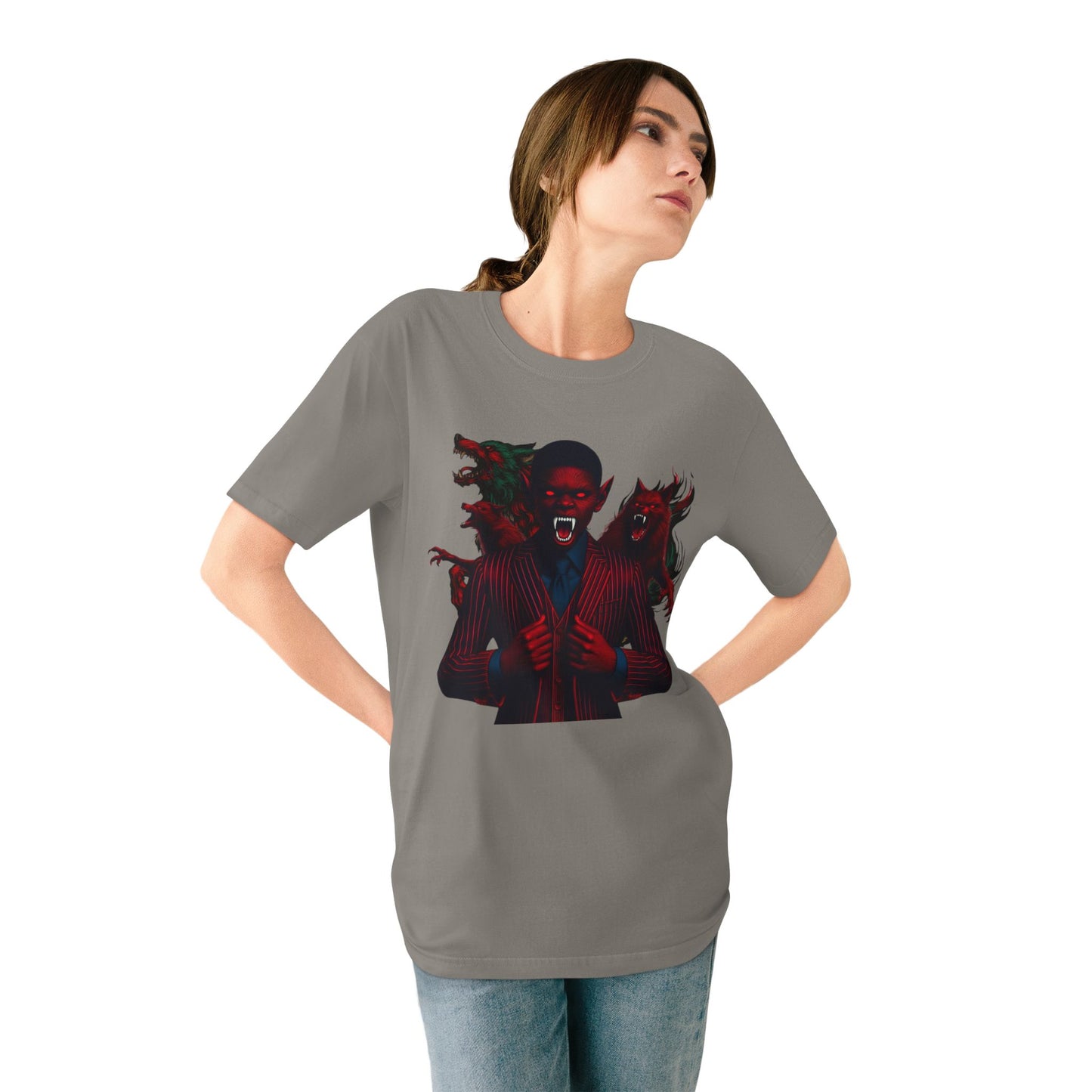 Organic Graphic T-Shirt - Little Boy on the Porch & Noir Wolf Design