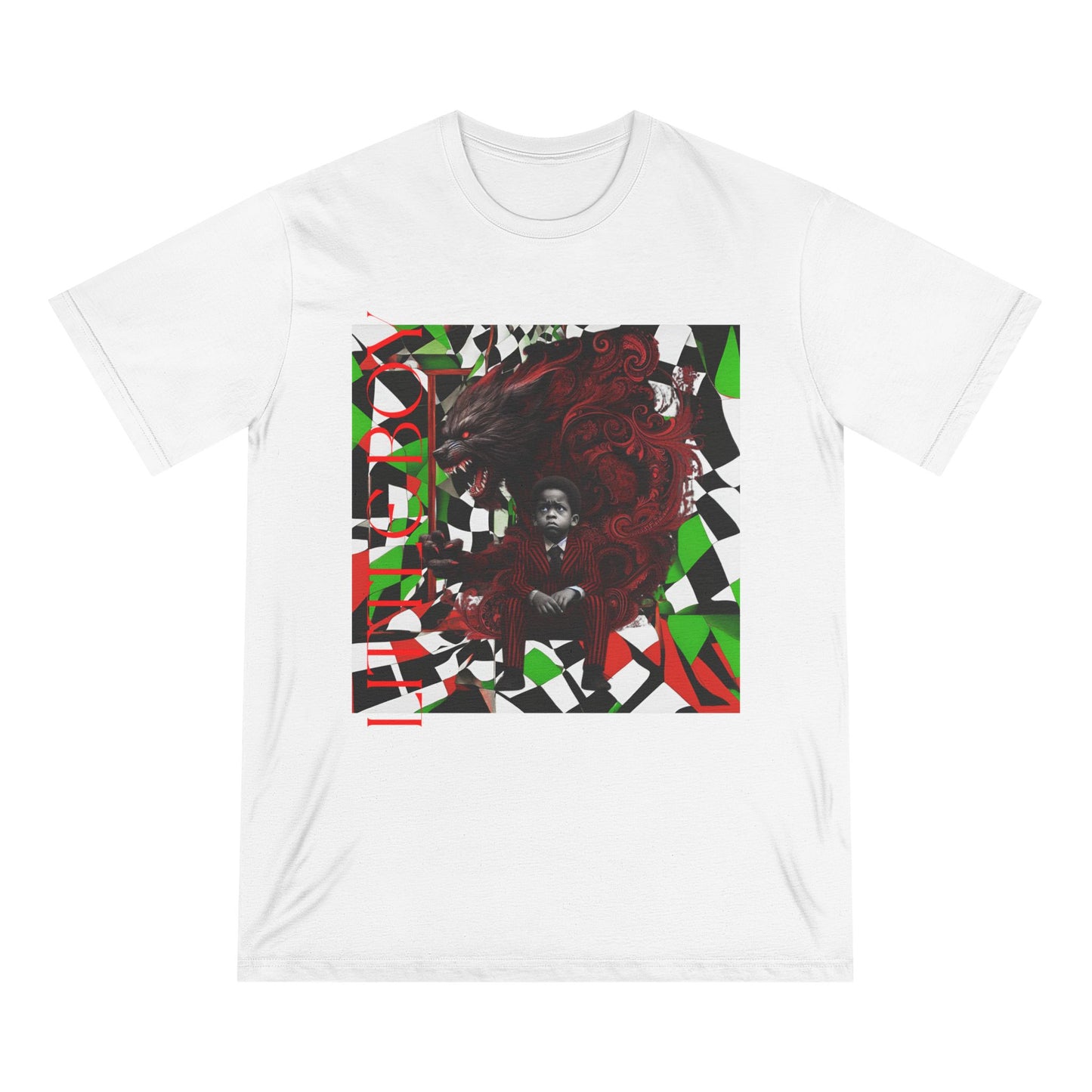 Unisex Organic Staple T-Shirt - 'Noir Wolf' Graphic Art Tee